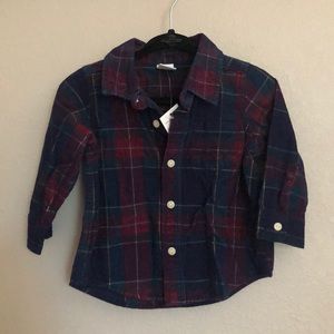 Corduroy button up plaid shirt baby gap 6-12m